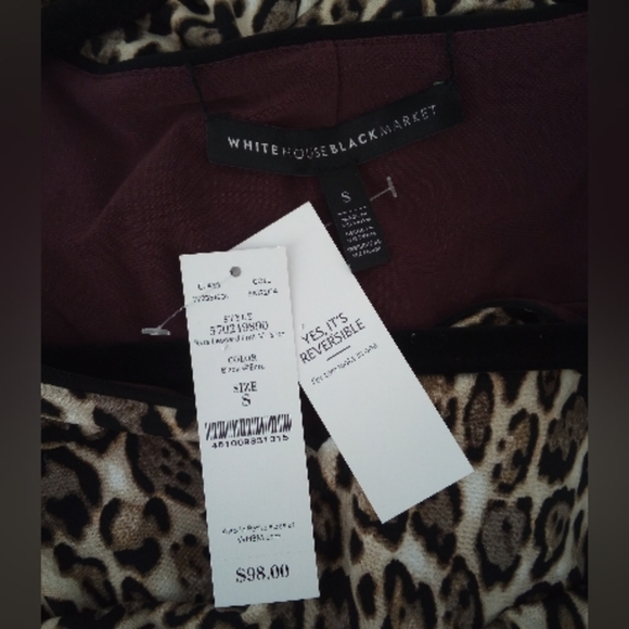 NWT $98 WHBM Leopard Reversable Deep Purple Dress Spandex Blend Sheath S - Picture 16 of 16